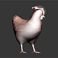 Realistic Standing Pink Hen Figure With Santa Hat And Red Comb