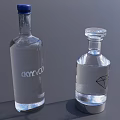 Two Liquor Glass Bottles With Blue Cap CROVACO Label Clear Cap Diamond Design Transparent Liquid