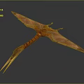 Red Pterosaur Creature With Large Wings Long Tail And Pointed End Flying