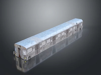Highly Detailed 3D Render Of Weathered Train With Reflective Background 3d model