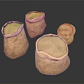 Four Handmade Ceramic Containers As Household Items With Natural Textured Design