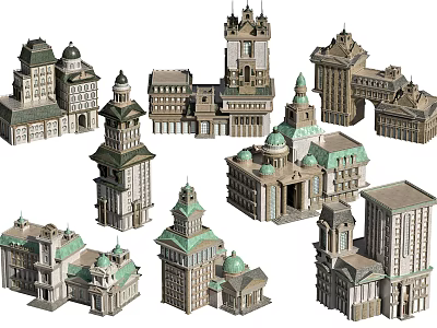 Ancient Architecture Models Featuring Classical Domes Towers and Intricate Details 3d model