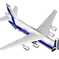 Large Transport Airplane Model With Blue White Livery And Detailed Features