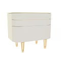 Modern Light Colored Bedside Table With Striped Surface And Gold Legs Design 3d model