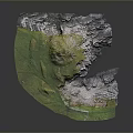 Architectural Terrain Model Featuring Lush Green Grass and Rocky Landscape Elements