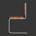 Modern Minimalist Chair With Brown Leather Seat Backrest And Silver Metal Square Frame
