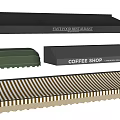 Commercial Awnings For Fastfood Restaurant And Coffee Shop With Green And Striped Styles