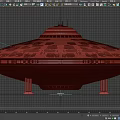 Sci Fi Flying Saucer Model With Disc Shaped Body Top Antenna And Textured Surface