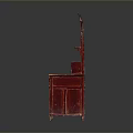 Ornate Red Traditional Wooden Dressing Table With Carved Mirror Drawers And Cabinets