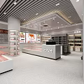 Supermarket Department Store Interior With Organized Shelves Refrigerated Cases Display Counters And Various Products