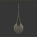 Elegant Golden Net Like Chandelier Design With Dark Background And Reflection 3d model