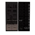 Modern Sideboard With Glass Doors Storing Wine Glasses Tableware And Honeycomb Wine Rack