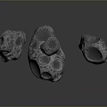 Porous Rocky Meteorites With Textured Surface And Holes On Dark Background