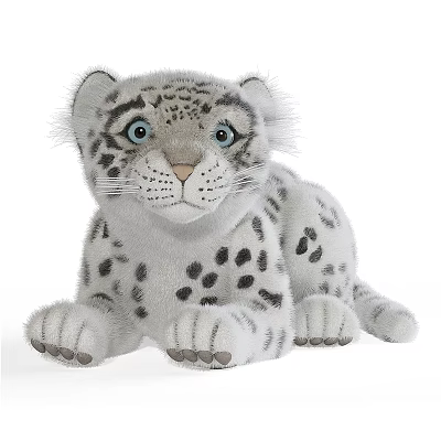 Cute Snow Leopard Plush Toy With Spots And Soft Fur 3d model