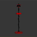 Red And Black Metal Detector With Circular Base And Detection Coil