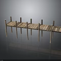 Wooden Pier Structure With Support Posts And Wooden Planks Design 3d model