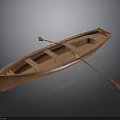 Wooden Canoe As Traditional Water Transport With Paddle And Seats