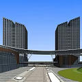 Modern Office Building Complex With Curved Design And Surrounding Green Areas