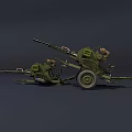 Two Green Military Artillery Weapons With Different Designs And Wheel Structures 3d model