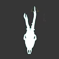 Decorative Deer Skull With Antlers Mounted On Dark Wall As Decor Piece