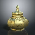 Vintage Golden Decorative Lantern Shaped Furniture With Intricate Cut Out Patterns