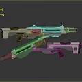 Futuristic Sci Fi Weapons With Silver And Green Accents Advanced Grip And Barrel Design