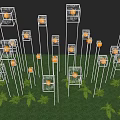 Modern Decorative Outdoor Lights With Transparent Cube Design In Grassland Setting