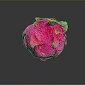 Fresh Pink Dragon Fruit With Green Leaves On Dark Background Showing Ripe Texture And Reflection