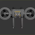 Mechanical Robot Character With Gray Yellow Rotors Mechanical Legs and Thruster Appendages Design