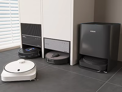 Smart Robotic Vacuum Cleaners With ECOVACS Charging Base In Modern Home Interior 3d model
