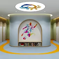 Modern Qidia English School Interior Design With World Map Bookshelves And Staircase