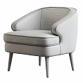 Contemporary Beige Fabric Accent Chair With Curved Backrest Armrests And Dark Wooden Legs