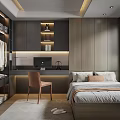 Modern Tatami Bedroom Interior Design With Tatami Bed Desk Chair And Storage Cabinets