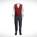 Red Vest With White Shirt And Dark Pants Formal Attire Outfit