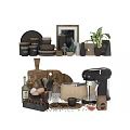 Modern Kitchen Decorative Ornamental Pieces Set With Coffee Machine Toaster Jars Plants And Cutting Boards