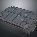 Large Industrial Building Structure Featuring Multiple Roofs Brick Walls And Support Structures