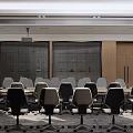 Modern Conference Room Interior Design With Large Table Comfortable Chairs And Ceiling Lights