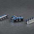Modern Monitoring Room Setup With Multiple Control Desks And Blue Chairs