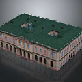 Classical Historic Building Exterior With Green Roof Arched Windows Multiple Floors And Symmetrical Design