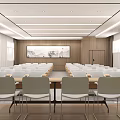 Modern Conference Room Interior With Large Display Screen Arranged Tables And Comfortable Chairs