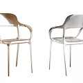 Modern Transparent Dining Chairs With Armrests In Gold And Silver Colors