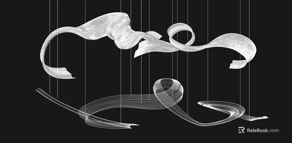 Modern Abstract Chandelier With Flowing Wire Structure And Artistic Lines For Contemporary Interior Decor 3d model 