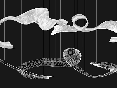 Modern Abstract Chandelier With Flowing Wire Structure And Artistic Lines For Contemporary Interior Decor 3d model