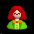Cartoon Character Featuring Red Curly Hair Red Cross Cheeks Yellow Bow And Green Outfit