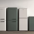 Vintage Style Refrigerators and Freezers with Classic Handles in White and Green Assorted Sizes