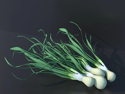 Fresh Green Onions Bunch With Vibrant Green Leaves And White Bulbs 3d model