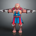 Lion Headed Humanoid Character 3D Model With Blue Red Outfit Armor And Arms Outstretched