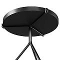 Modern Round Desk With Wooden Top And Black Metal Tripod Frame