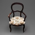 Classic Wooden Lounge Chair With Armrests Curved Legs And Patterned Fabric Cushion