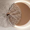 Modern Wall Decor With Circular Textured Designs And Warm Lighting Rings In Neutral Tones 3d model